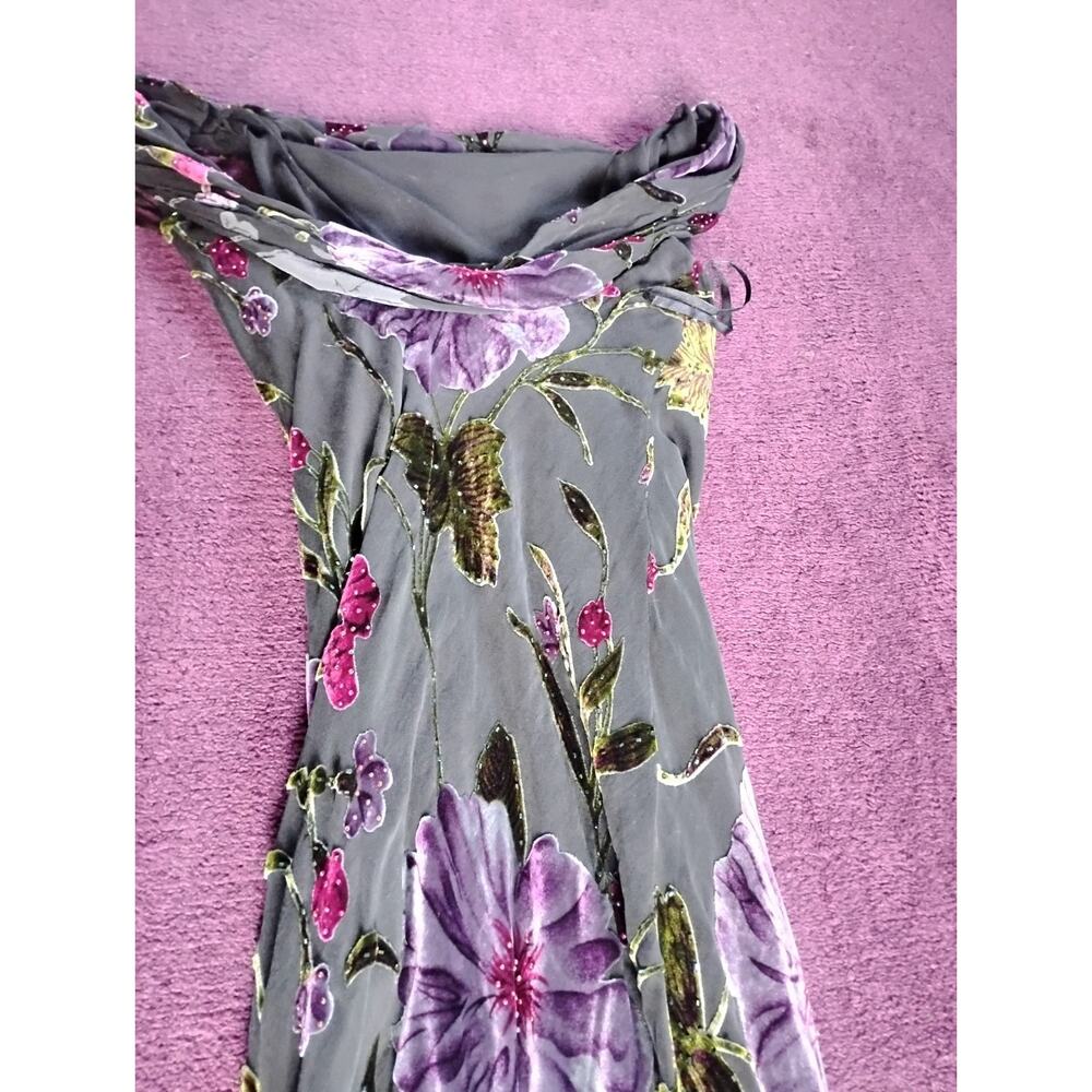 Vintage Women's Size 6 Cache Floral Beaded Dress Full Length Black Silk? Velvet - Picture 7 of 10